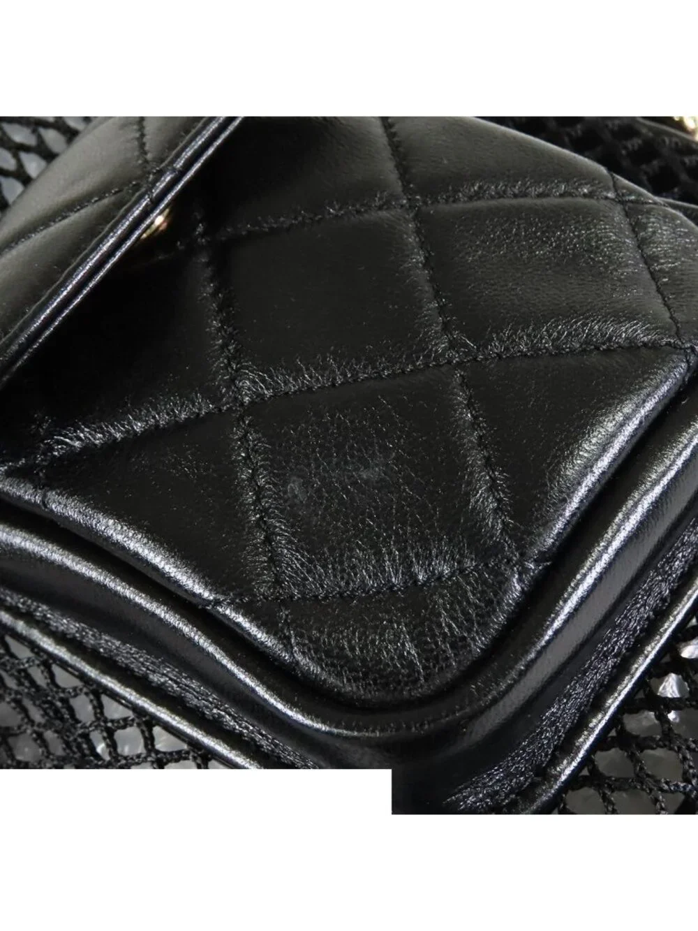 Chanel Mesh Backpack Black Gold Leather